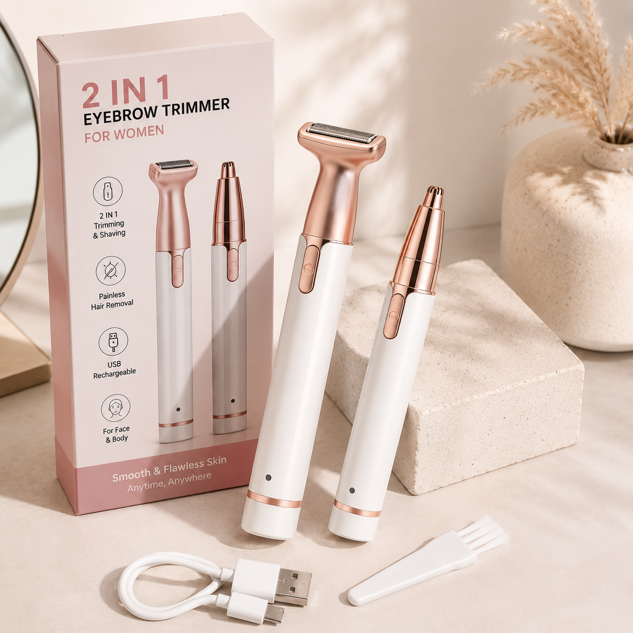 Zauq™ 2-in-1 Eyebrow & Facial Hair Trimmer