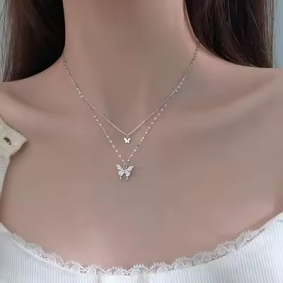 Butterfly Layered Pendant Necklace
