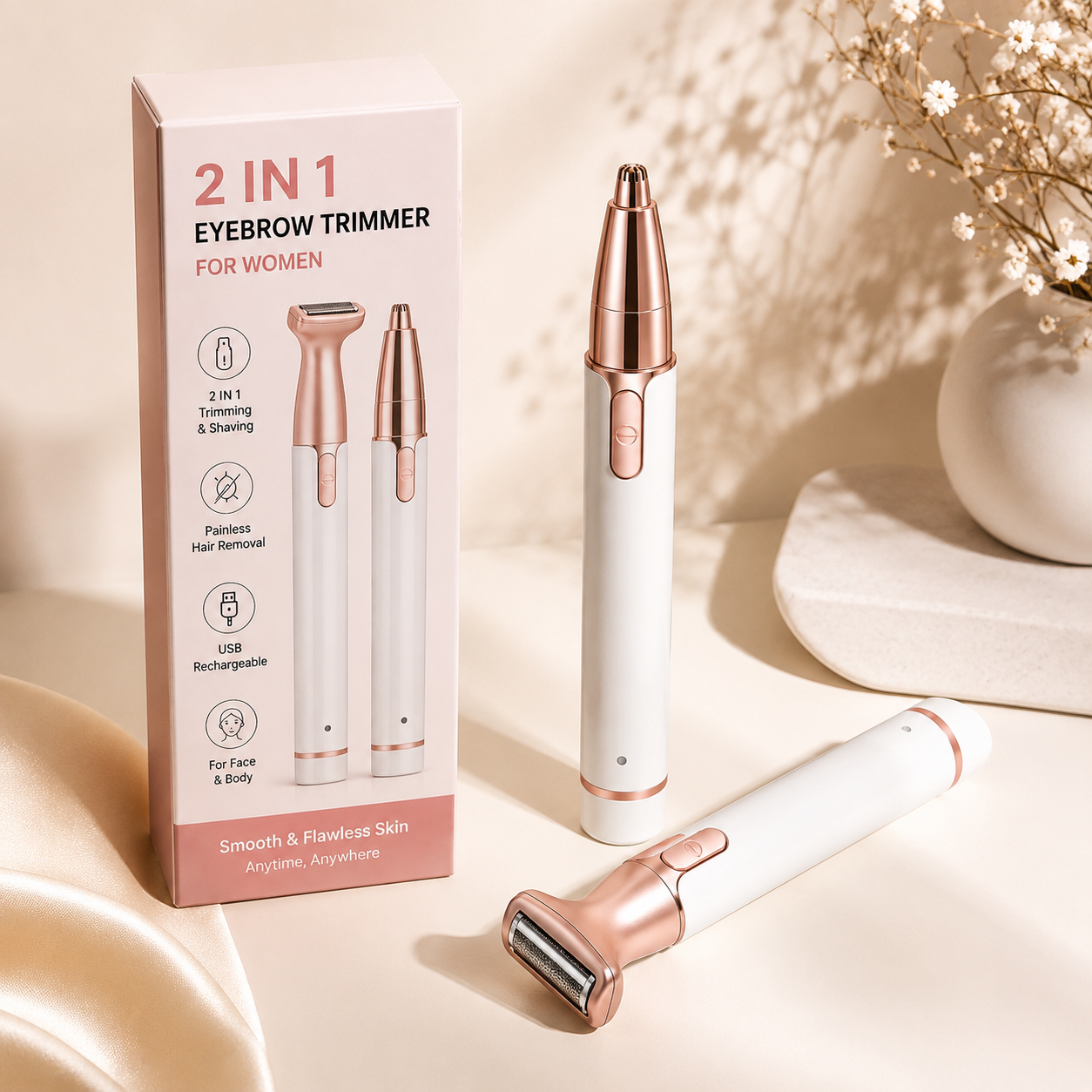 Zauq™ 2-in-1 Eyebrow & Facial Hair Trimmer