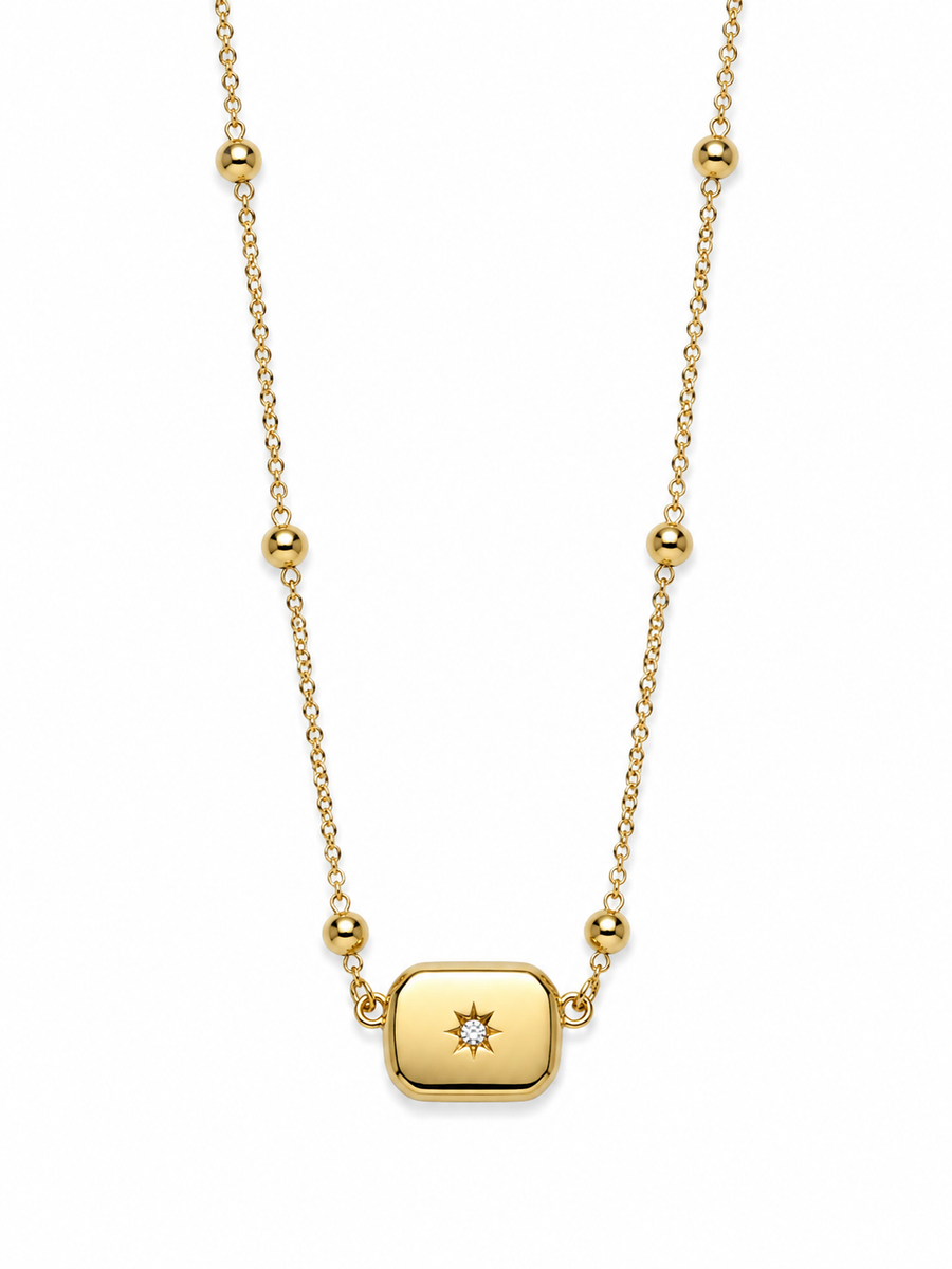 Gold Stainless Steel Dainty Pendant Necklace