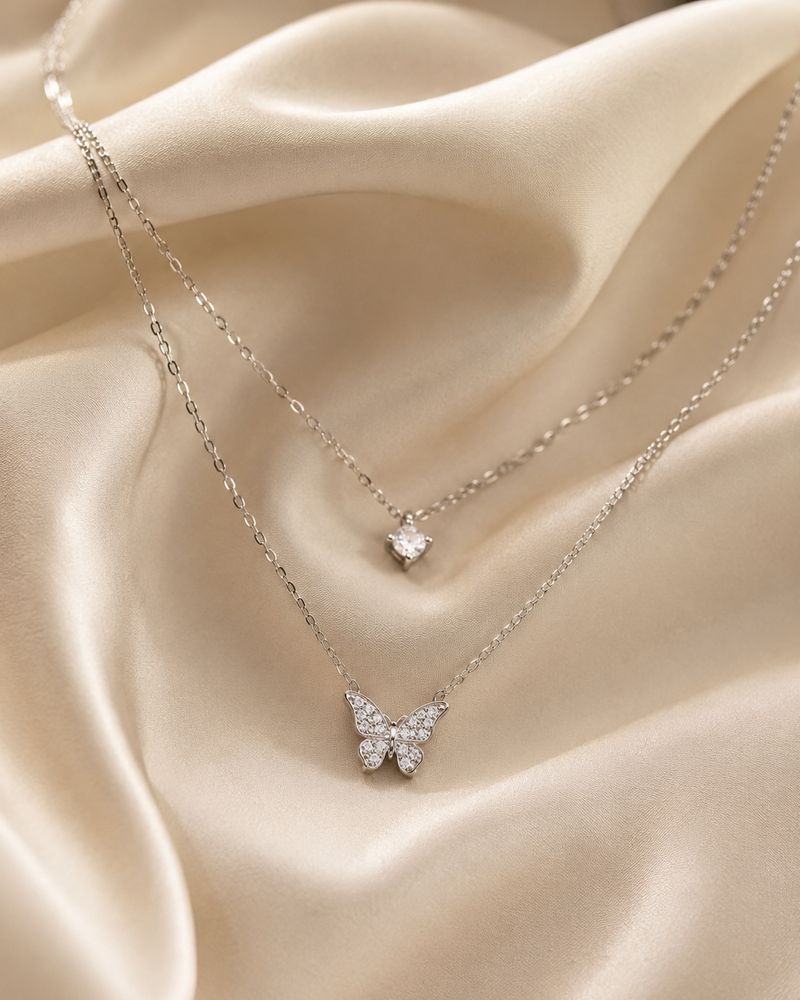 Butterfly Layered Pendant Necklace