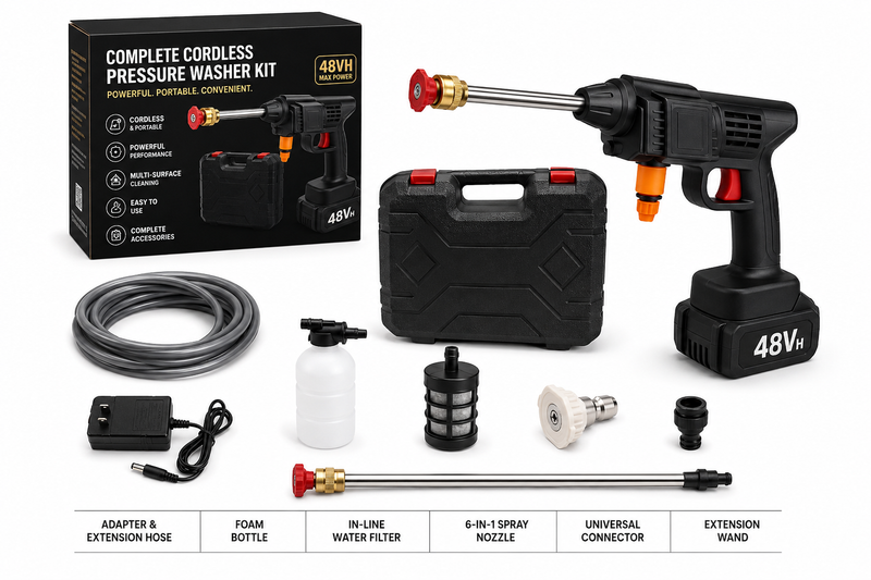 48V Cordless Portable Pressure Washer Kit with 2 Batteries