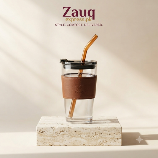 Premium Leather-Sleeve Glass Tumbler