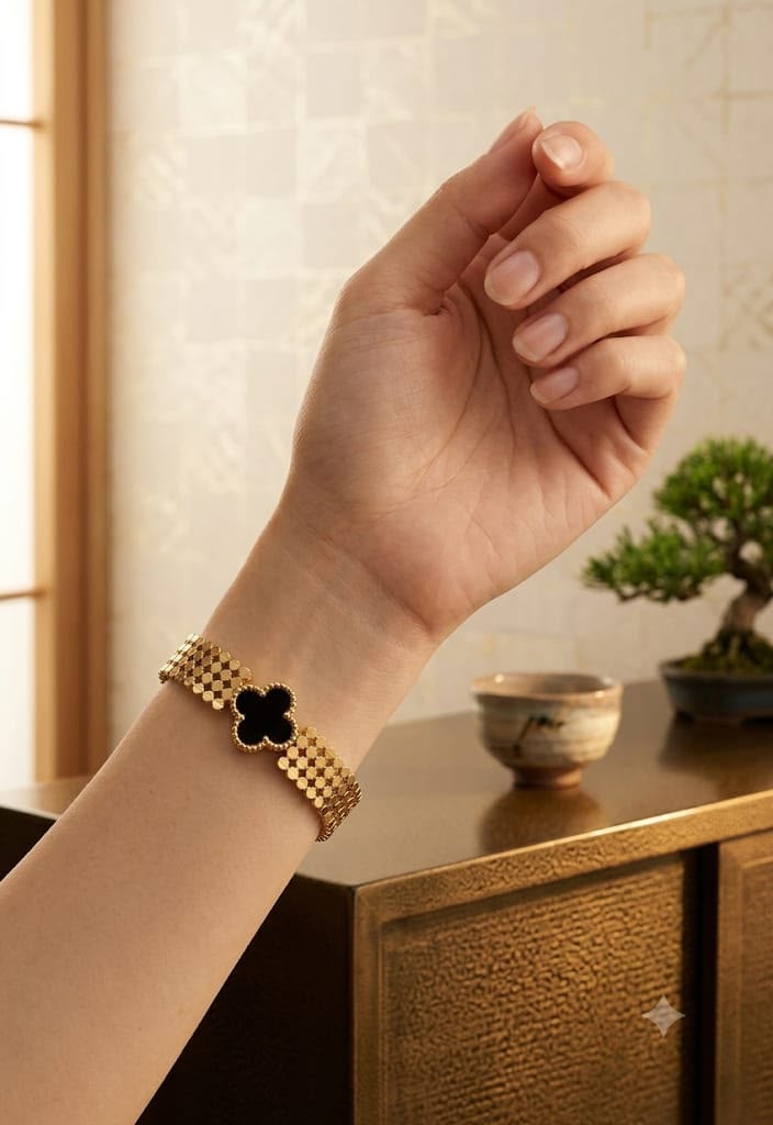 Luxury Black Clover Gold Bracelet
