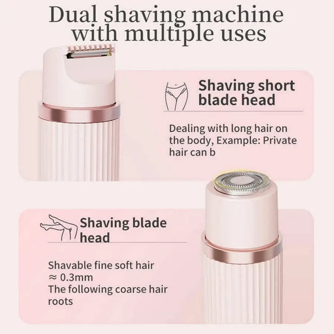 2-in-1 USB rechargeable electric facial and body hair remover with dual shaving heads for women and men
